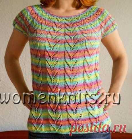 Летний топ спицами из Alize Bella Batik