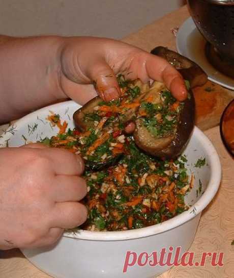БАКЛАЖАНЫ МАРИНОВАННЫЕ ФАРШИРОВАННЫЕ ЗЕЛЕНЬЮ.