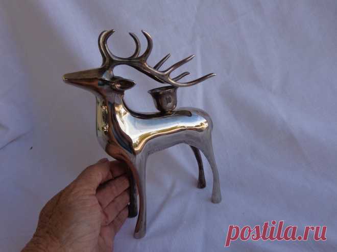 REINDEER CANDLE HOLDER Silverplate Taper Candle Holder 7 - Etsy Norway
