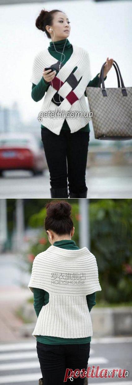 Необычный шарф-жилет спицами