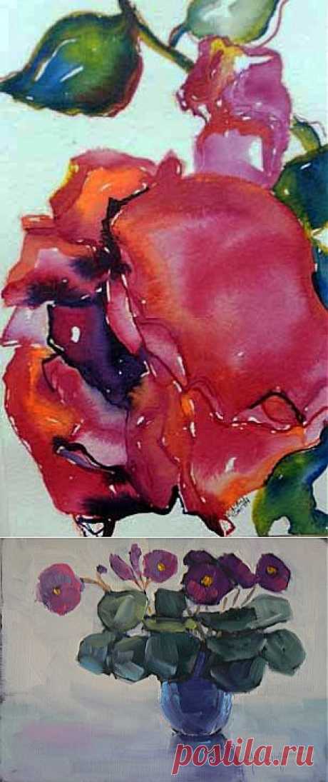 Red Rose Deep - using inks, original painting by artist Kay Smith | DailyPainters.com