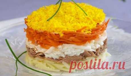 Вкусный и нежный салат «Мимоза», классический пошаговый рецепт с рыбными консервами