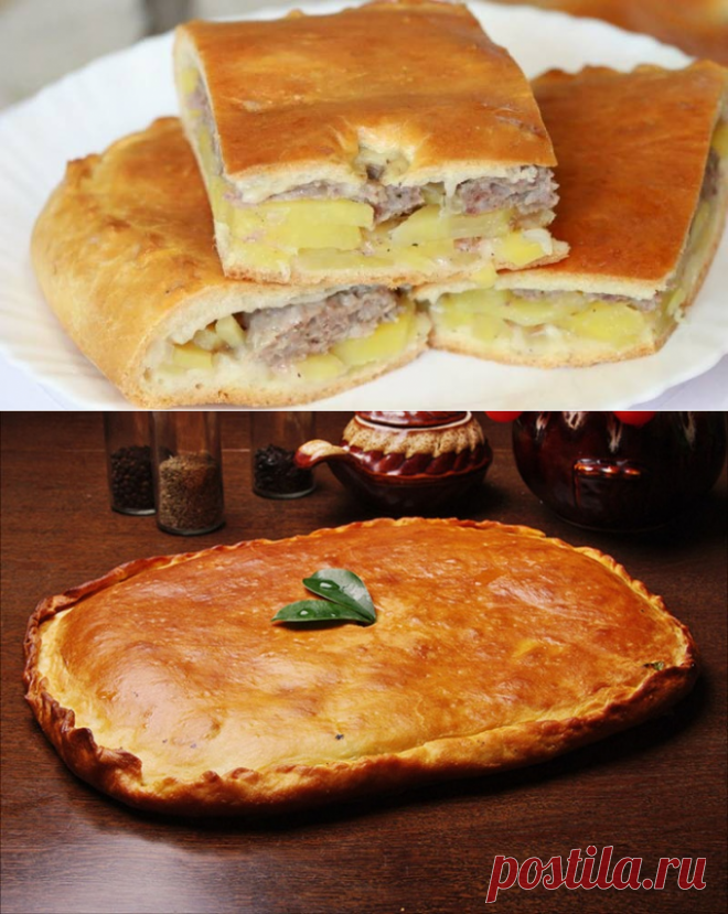 Пирог с фаршем и картошкой в духовке 
=фарш, 350г
    пшеничная мука, 4 стакана
    картофель, 3 клубня
    луковица, 2шт
    растительное масло, 1 стакан
    вода, 1 стакан
    соль
    перец