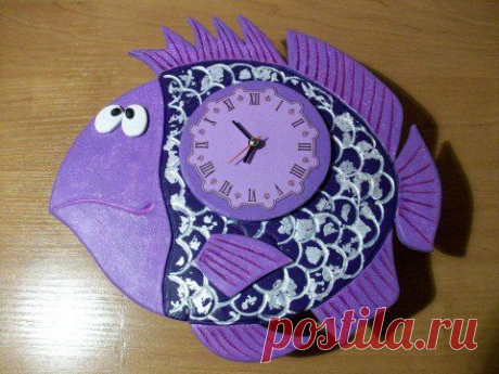 Лепка из пластики или соленого теста. Рыба-часы. - Лепка