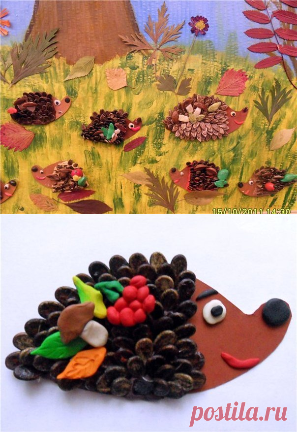 Ежик из арбузных семечек - Поделки с детьми | Деткиподелки