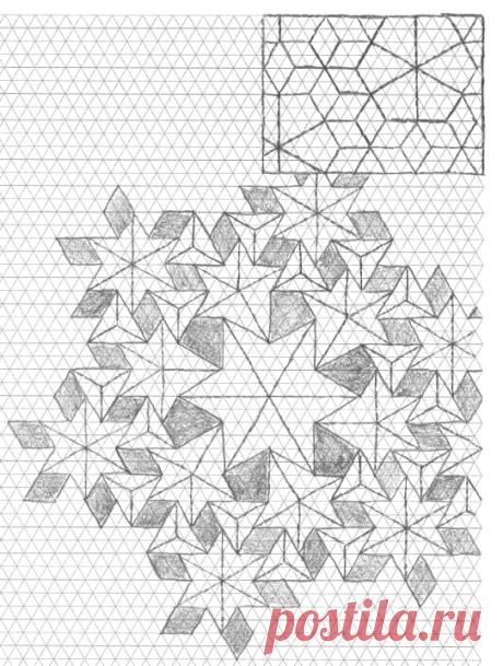 Arms of Shiva, flagstone version (crease pattern) – Origami Tessellations