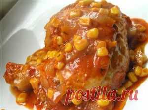Курочка тушеная в остром соусе, Курица тушеная в остром соусе с кукурузой, Блюдо из курицы, Острое блюдо из курицы с кукурузой, | Кулинарные рецепты с фотографиями