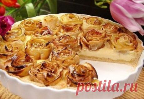 Яблочный пирог с розочками. Кулинарная идея