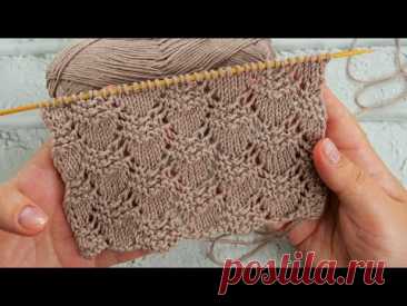 Ребристый ажурный узор спицами ⛱︎ Free knitting pattern