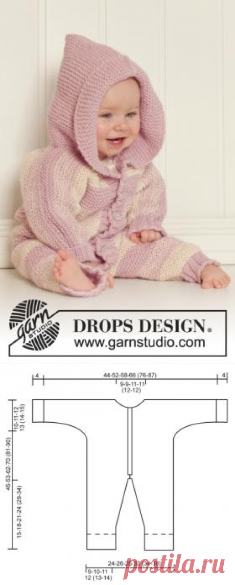 Комбинезон платочной вязкой спицами