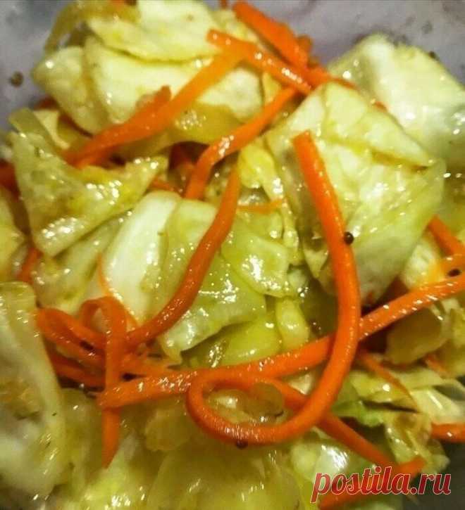 Салат "капуста по-корейски". Можно кушать уже через час, прекрасный рецепт. | Рецепты от Игоря | Дзен