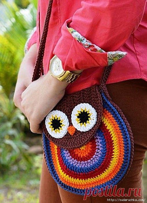 Вязаная сумка "Сова". Вязание крючком.