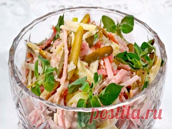 Рецепт очень вкусного мясного салата, который готовит моя сватья, салат уходит на ура.
