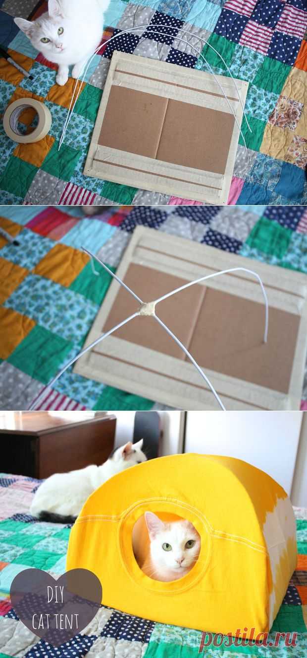 DIY кошка палатка ДОМИК  ДЛЯ  КОШКИ  ИЗ  СТАРОЙ  ФУТБОЛКИ