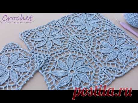 КВАДРАТНЫЕ мотивы "Цветок в квадрате" МК вязание крючком🧶 Beautiful Pattern Crochet square motifs