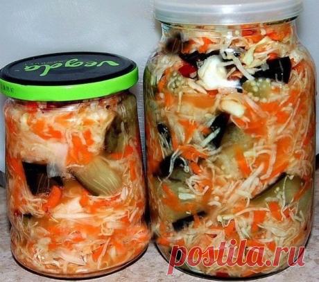 Закатки на зиму в Instagram: «Баклажаны кусочками с капустой на зиму Этот рецепт для тех тех, кто любит баклажаны и обожает капусту. Закуска получается очень вкусной и…»