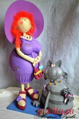 Толстушка с кошкой - Разнообразные игрушки ручной работы