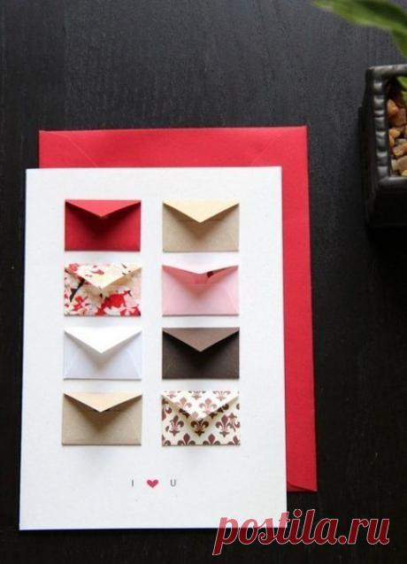Делаем открытку с пожеланиями и признаниями.