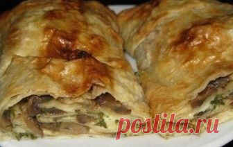 Грибной рулет из лаваша с сыром - минимум мороки и максимум удовольствия! Прекрасное дополнение к чаю!