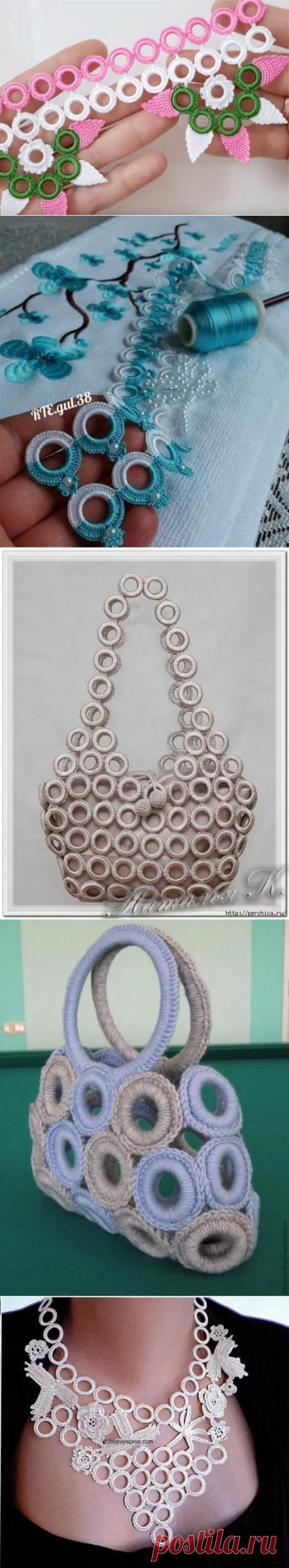 Простые, но необычные элементы крючком из пластиковых колец