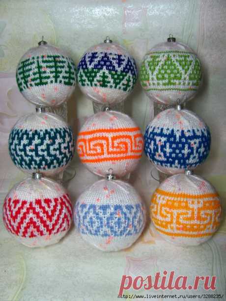 Новогодние шары спицами