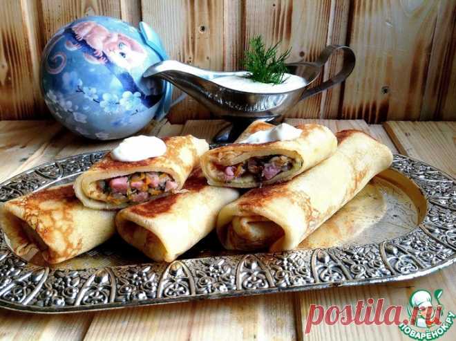 Блины, фаршированные ветчиной и гречкой Кулинарный рецепт