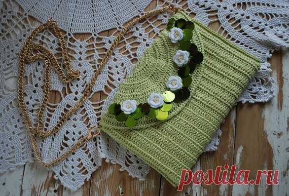 Evening clutch linen crochet clutch small evening bag | Etsy