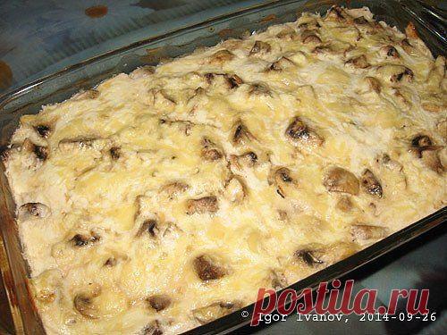 Куриная запеканка с грибами