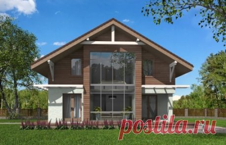 Одноэтажный дом с мансардой и гаражом Rg5429z (Зеркальная версия)