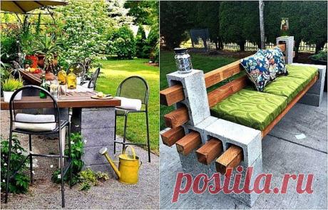 10 замечательных примеров использования бетонных блоков в саду и в доме