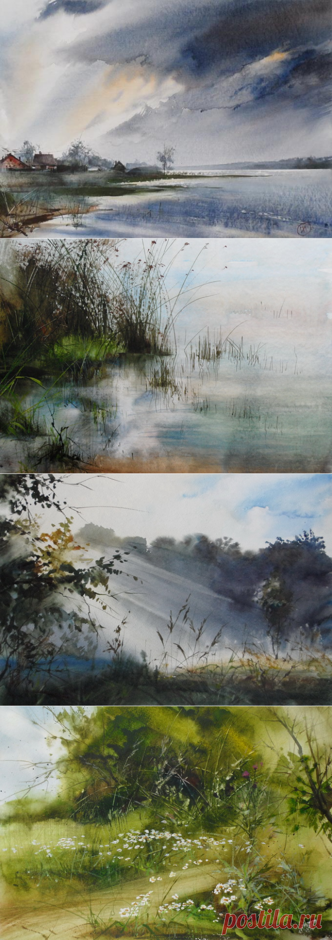 Неброские полутона акварелей ... Художник Илья Ибряев
