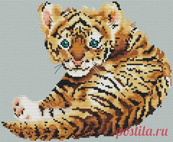 Вышивка крестиком JPG Символ 2022 Детеныш тигра Цифровая | Etsy