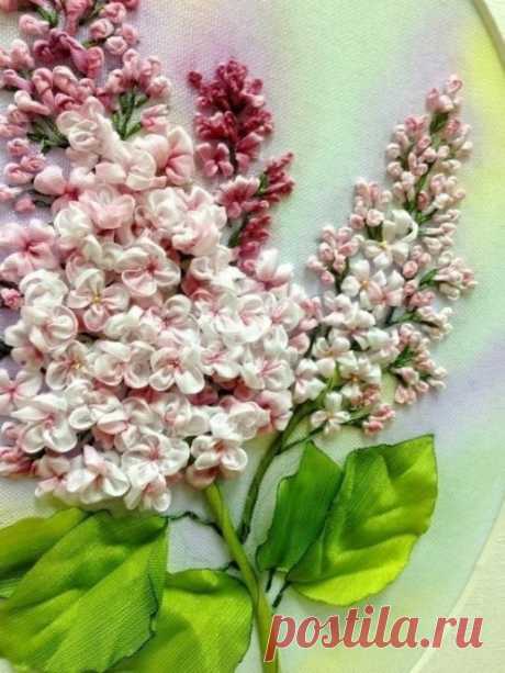 Сирень из атласных лент