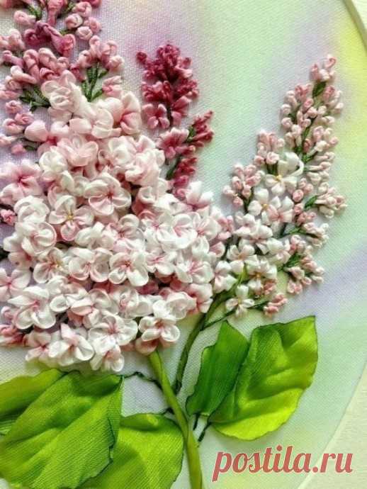 Сирень из атласных лент