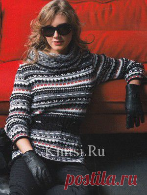 Пуловер с отдельным воротником. Вязание для женщин / Пуловеры / Спицами