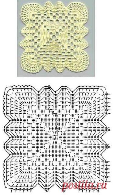 Ажурный квадратный мотив крючком. Схема. / Knitting Forum.Ru