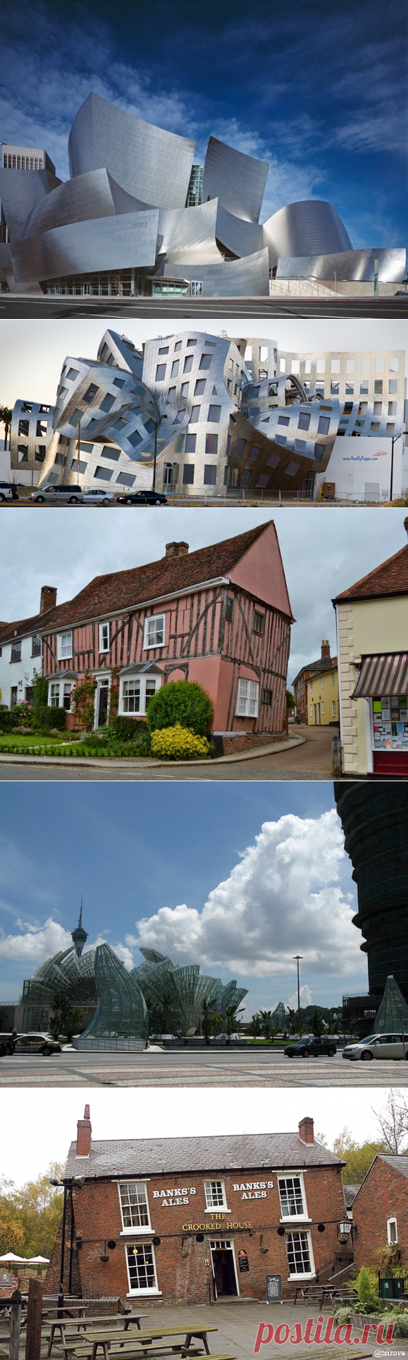 танцующий дом в Китае танцующий дом в Лос-Анжелесе необычный дом в Лас-Вегасе кривые дома в Англии кривой дом в городе Дудли