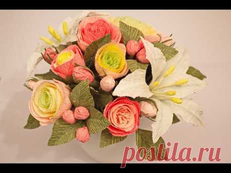 Весенний букет из гофрированной бумаги / DIY / How to make crepe paper flowers - YouTube
На улице весна и как хочется украсить дом красивой весенней композицией и почему бы не создать такую композицию своими руками. В видео покажу как собрать композицию из цветов из гофрированной бумаги своими руками.