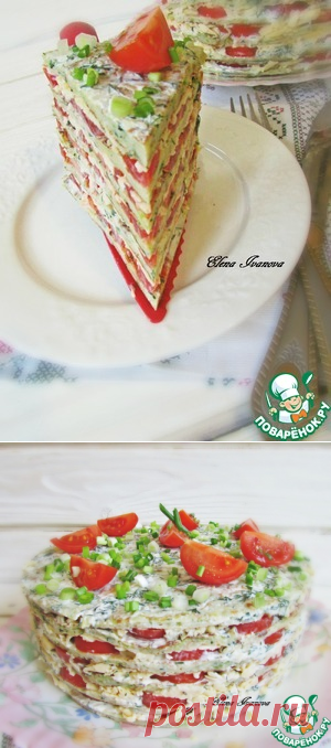 Кабачковый торт с помидорами и сыром - кулинарный рецепт