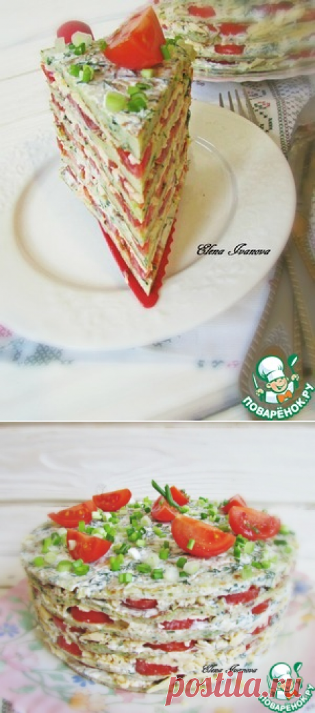 Кабачковый торт с помидорами и сыром - кулинарный рецепт