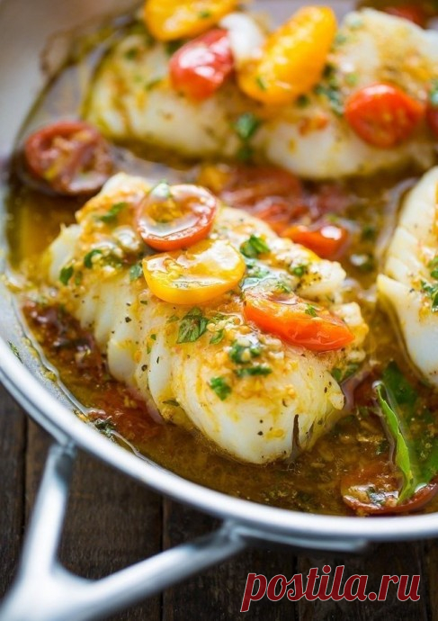 ​Треска томатами и базиликом