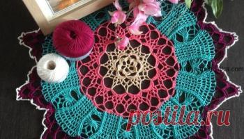 Яркая салфетка крючком. Вязаная салфетка для дома с схемами | Шкатулка рукоделия. Сайт для рукодельниц.