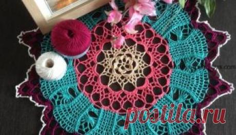 Яркая салфетка крючком. Вязаная салфетка для дома с схемами | Шкатулка рукоделия. Сайт для рукодельниц.