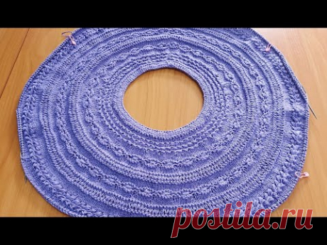 Круглая кокетка спицами "Лаванда", экспресс МК