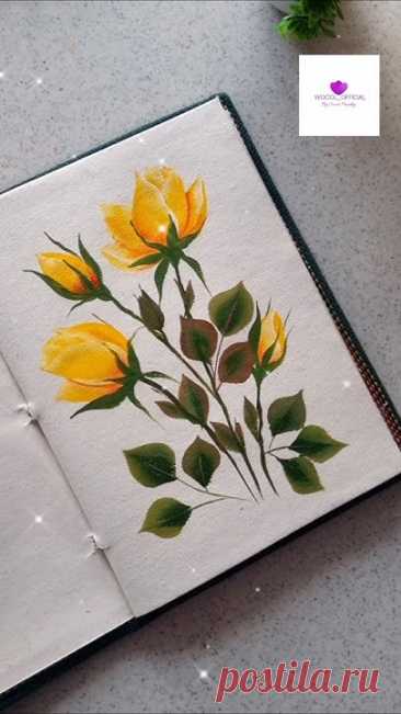 One-stroke yellow roses,where every petal is a stroke of calm and every bud a breath of peace #wocol