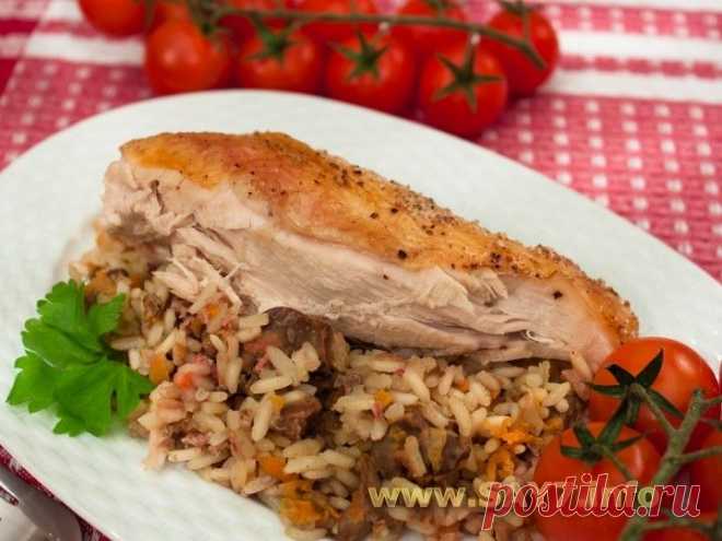 Курица, фаршированная печенью с рисом