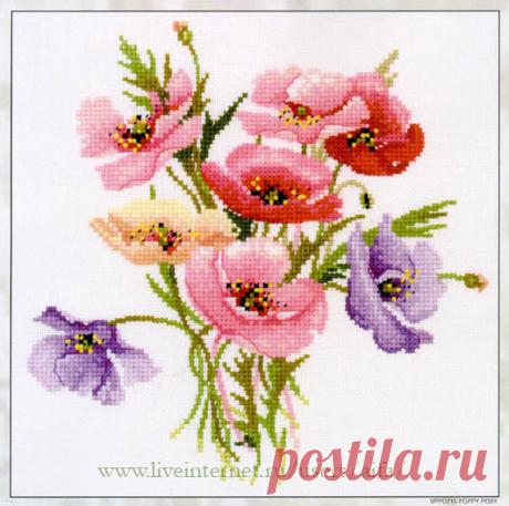 Вышивка крестом, схемы Цветы 6сс Poppy Posy Valeri Pfeifer