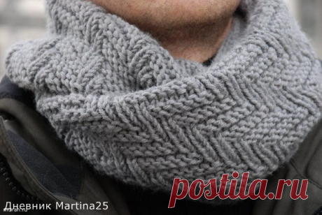 Вязаный спицами мужской снуд &quot;Fishbone Snood&quot;