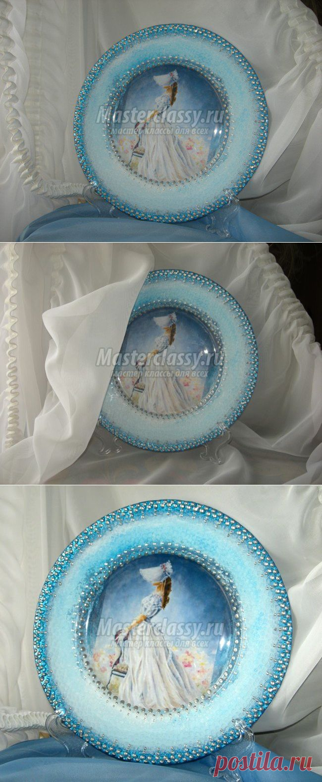 Обратный декупаж тарелки с подрисовкой, В ожидании любви