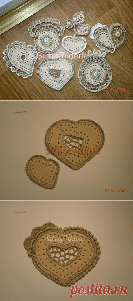 Замечательные мотивы для сочетания кожи (ткани) и ирландского кружева